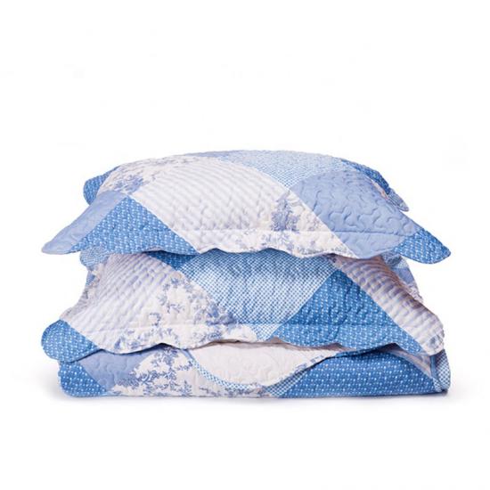 cxmicrotex Mavi Gül Baskılı Yorgan Seti Patchwork Nevresim Takımı