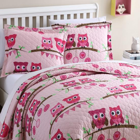 cxmicrotex Baykuş Pembe Yorgan Seti Kız Çocuk Nevresim Koleksiyonu